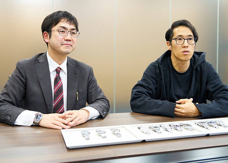(照片左: Seiko Watch Corporation's Merchandise Planning Dept. Ⅰ 大宅宏季,照片右: Seiko Watch Corporation's Product Design Dept. 松本卓也)
